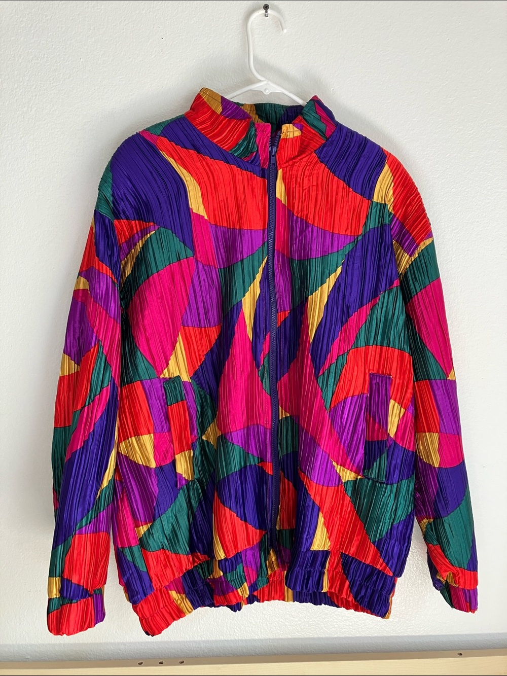 Abstract Colorblock Bomber Jacket - Multicolor